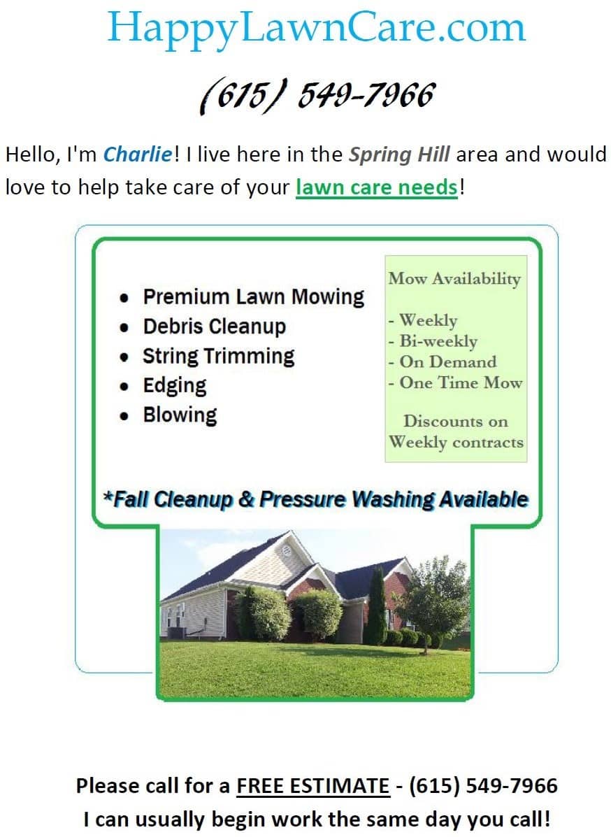 Lawn Mowing Services in Spring Hill TN Happy Lawn Care Spring